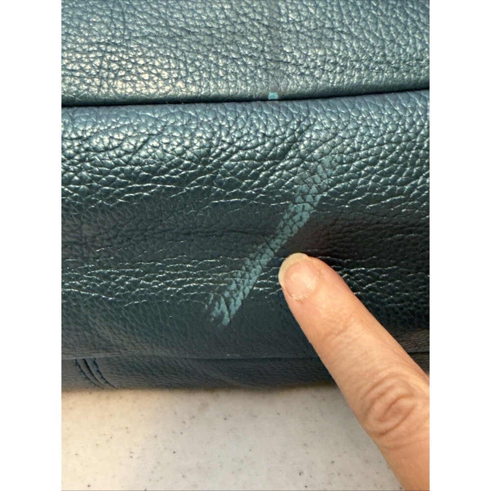 Coach 22209 Lexy Leather Chain Metallic Peacock Teal Tote Shoulder Bag Purse EUC - Picture 15 of 16